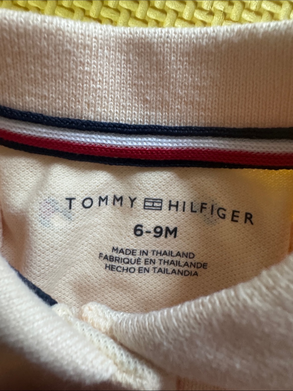 Tommy Hilfiger Cream Baby Tee with Red & Navy Trim - Picture 2 of 3